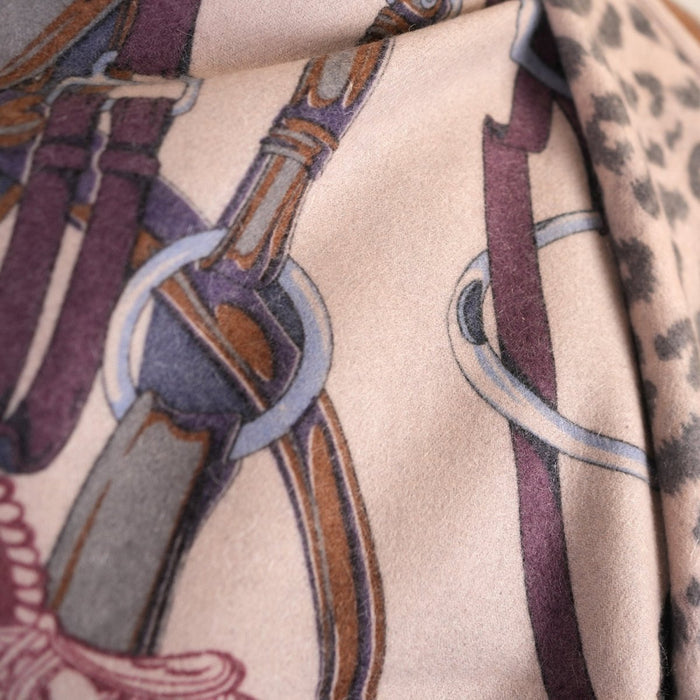 100% Cashmere Cape Belt Design - TOAST NAVY / 127 X 127 - Heritage Of Scotland -