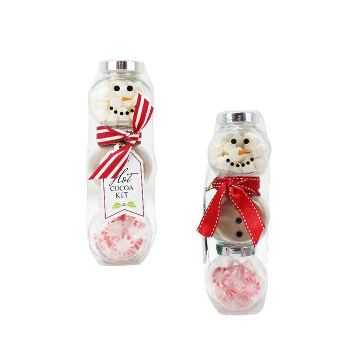 3 Stack Glass Jar Snowman Cocoa Set - Red & White Scarf