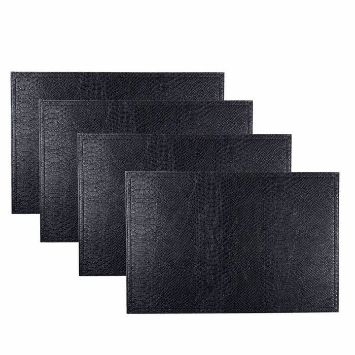 4 Luxury Faux Leather Placemats Dining Kitchen Table Mats Fudge