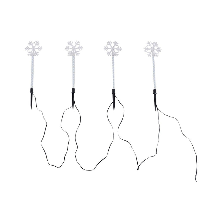 4 Snowflake Christmas Pathway Outdoor Garden Lights Stakes