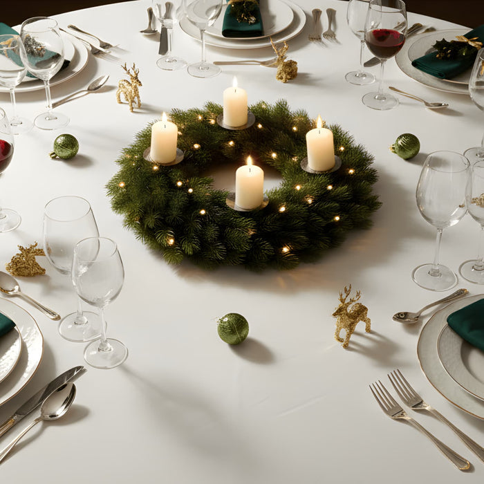 40cm Luxury Pre-Lit LED Candle Wreath Christmas Decoration