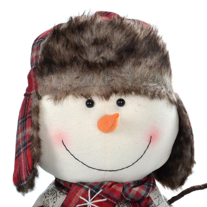 66cm Large Snowman With Trapper Hat Christmas Decoration