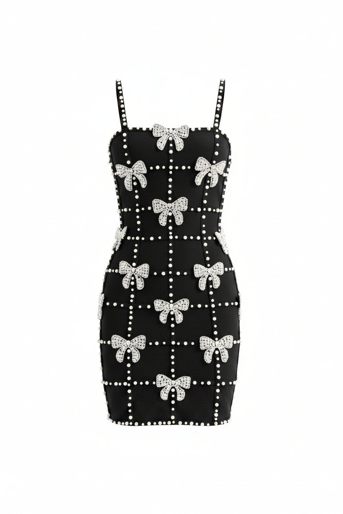 Ariel Crystal Bow Mini Dress