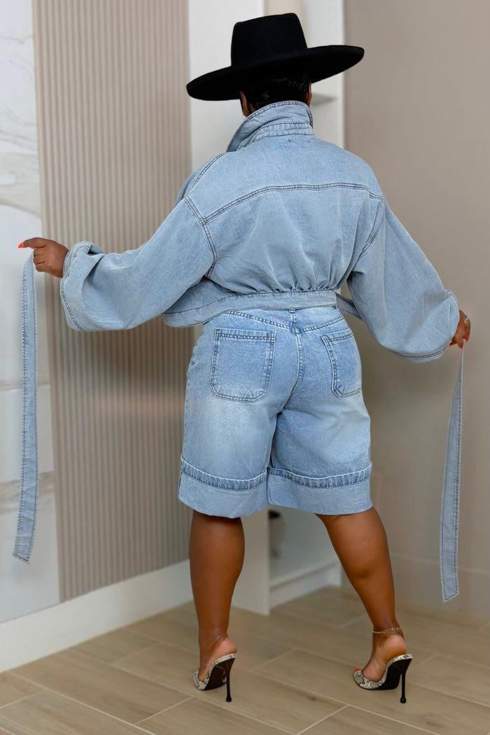 Avelisse Tie-Waist Denim Top