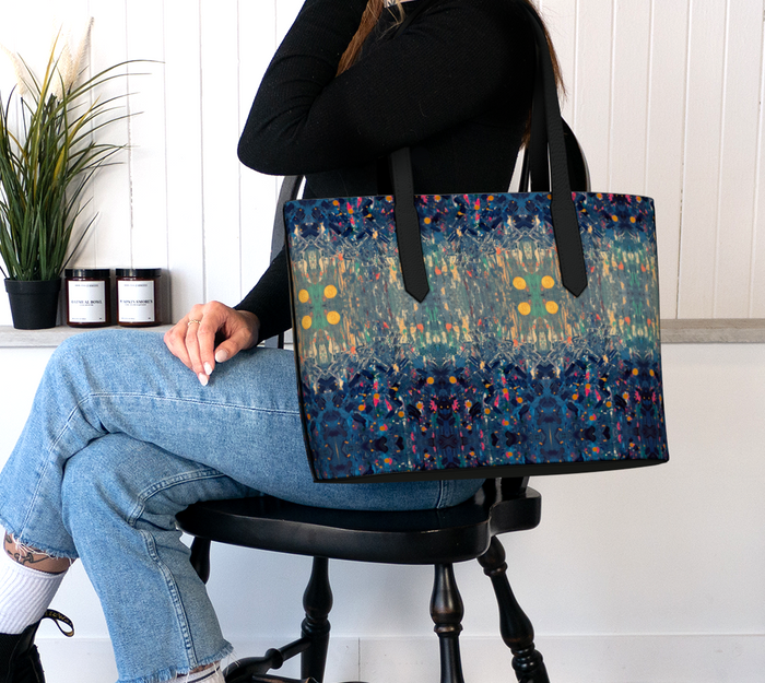 "Blue Mountain" Vegan Leather Tote #2
