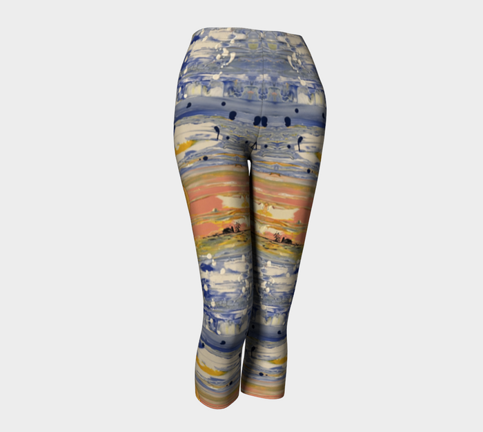 "Blue Snow" Capris (Blue, Yellow, White)
