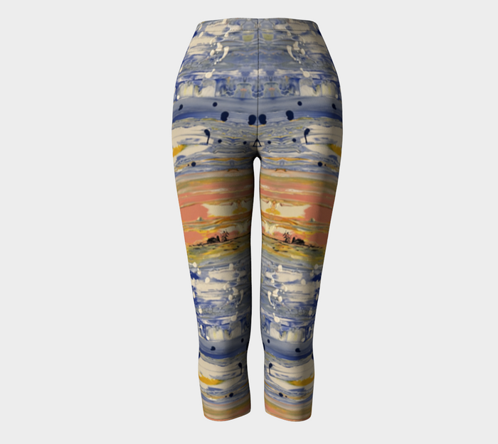 "Blue Snow" Capris (Blue, Yellow, White)