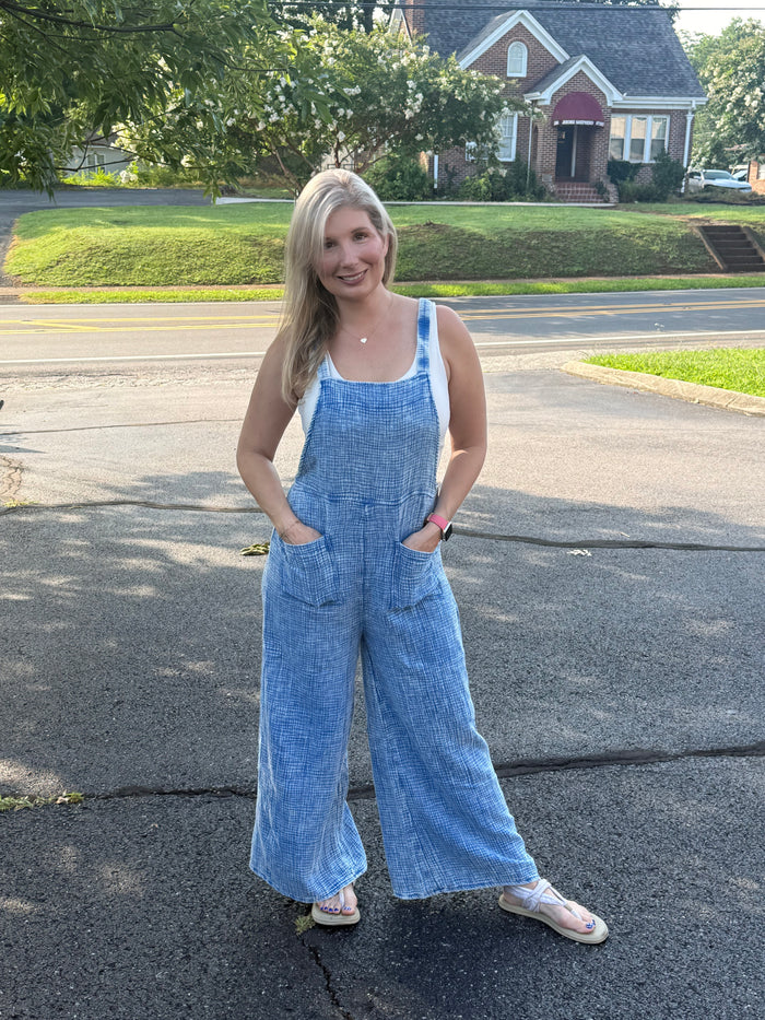 Boho Washed Double Gauze Wide-Leg Overalls