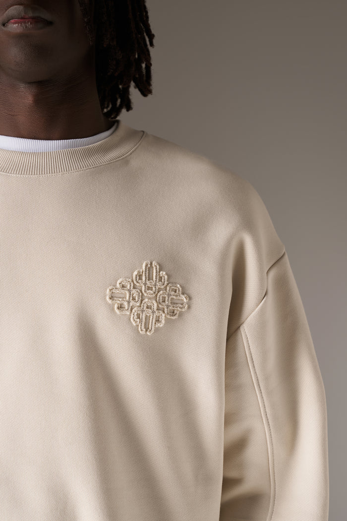 BORG EMBLEM APPLIQUE CREW - BONE