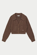 CABLE KNIT CARDIGAN - BROWN
