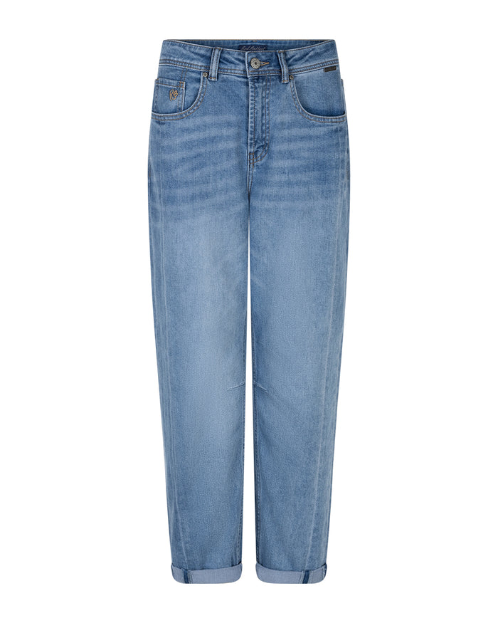 Caitlina Sidepatch Midstone Barrel Jeans