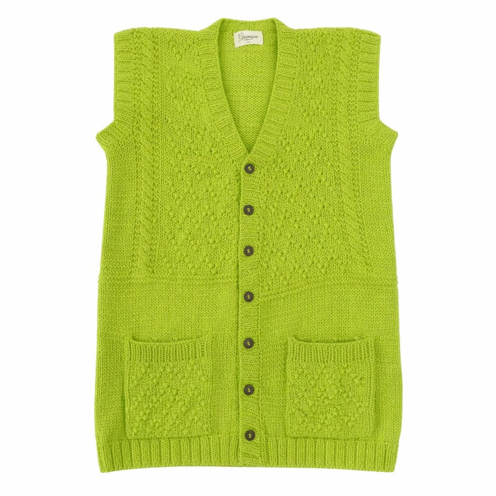 Cardigan | 100% Wool |  Lime Green - Mojopanda Organic  Store