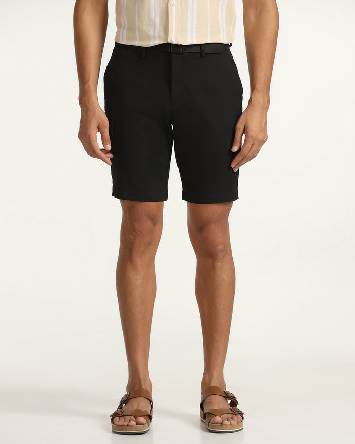 Casual Black Solid Shorts - Vik