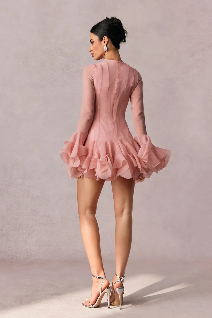 Chiama Blush Ruffle Mini Dress