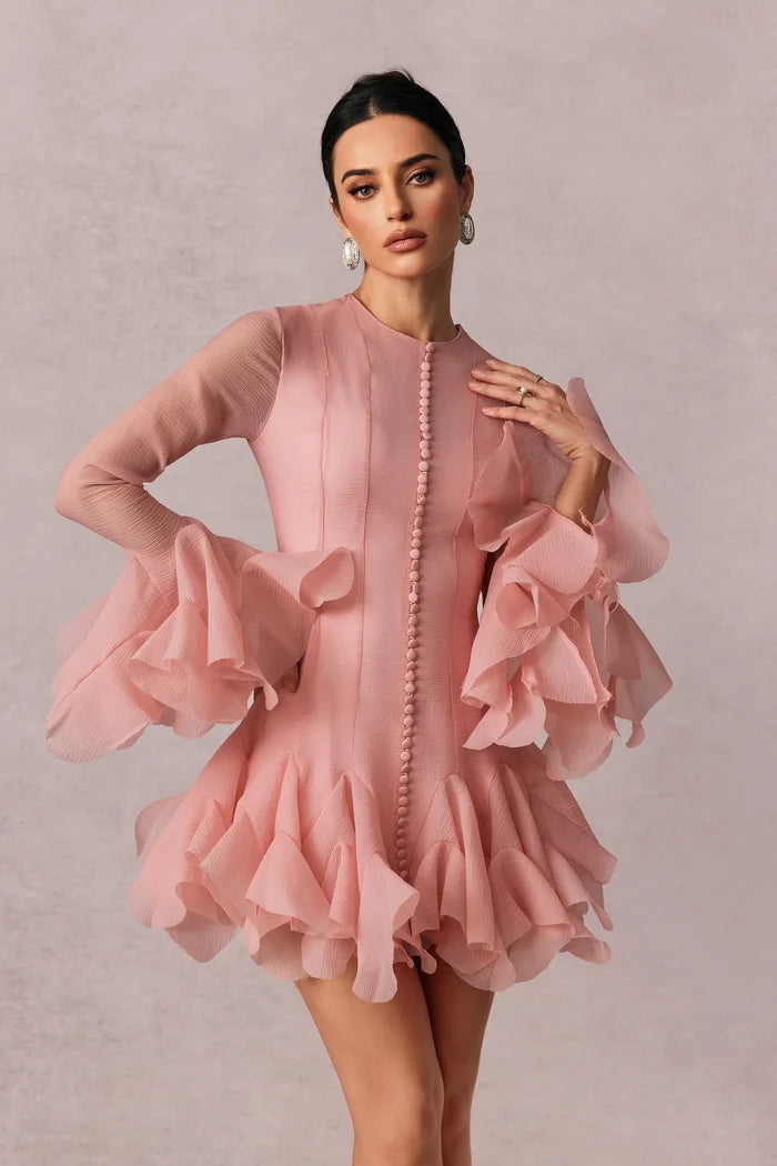 Chiama Blush Ruffle Mini Dress