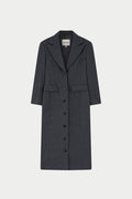 CINCHED WAIST TAILORED COAT - GREY