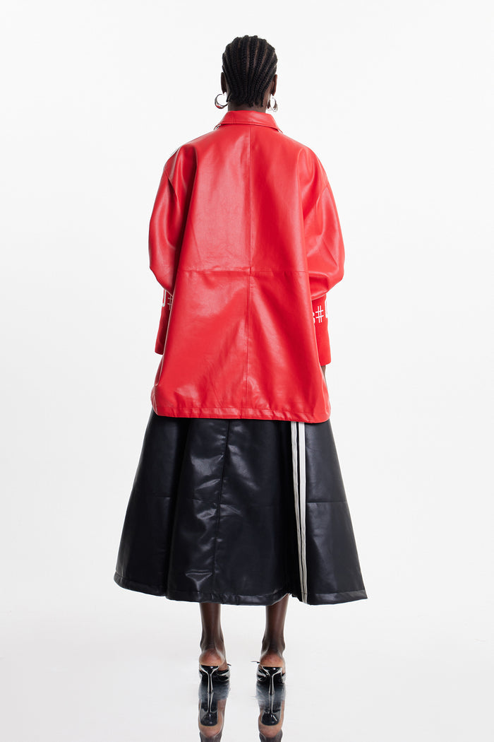 Condoleezza Stripe Leather Jacket In Red