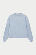 CONTRAST KNIT OVERSIZED CREW - LIGHT BLUE
