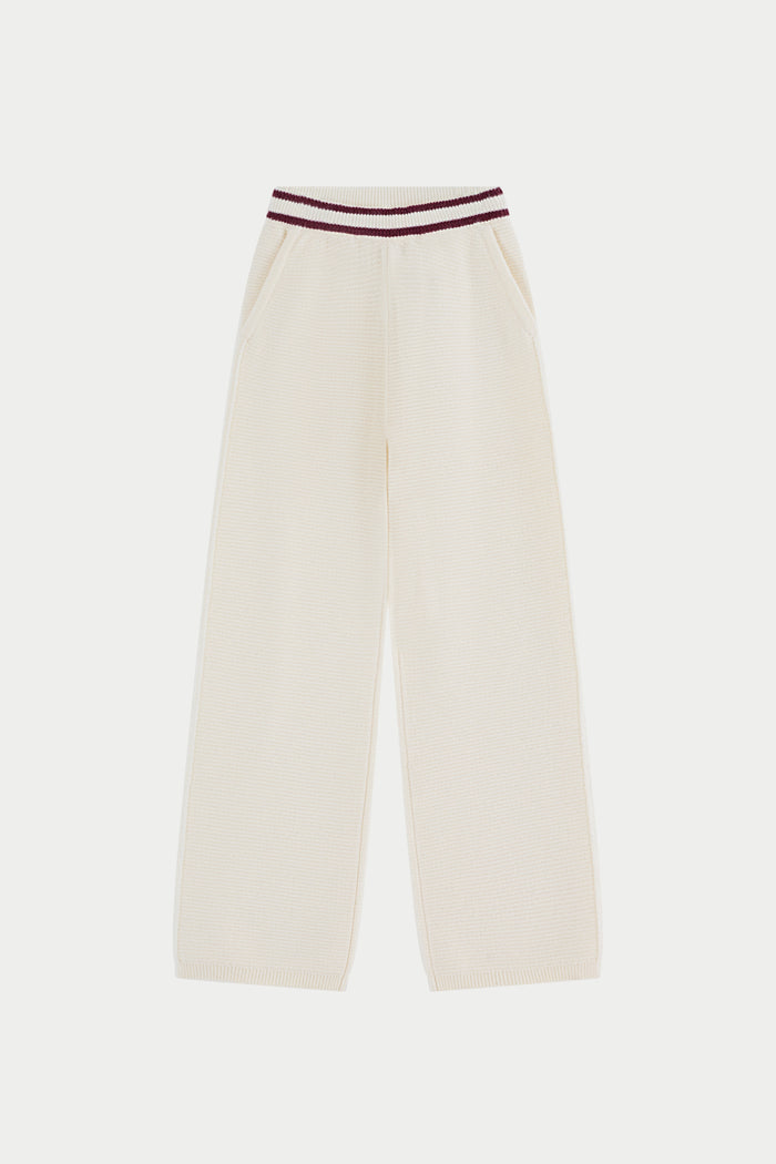 CONTRAST STRIPE KNITTED JOGGERS - OFF WHITE