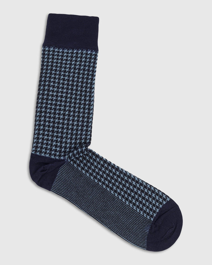 Cotton Blue Knitted Socks - Tesla