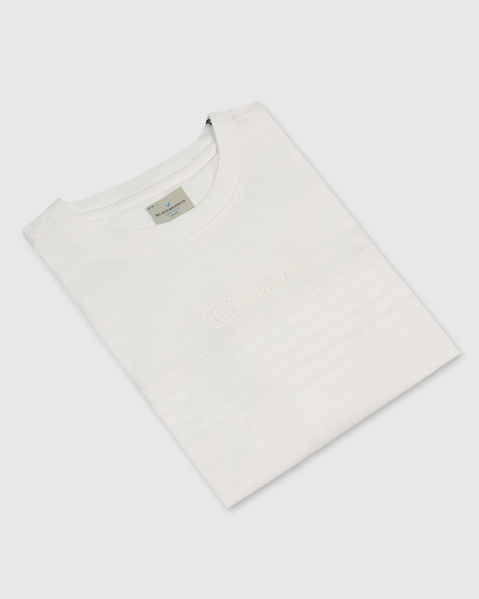 Crew Neck Off White Solid T-Shirt - Stroke