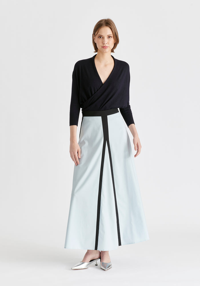 Cropped Sleeve Knit Wrap Top In Navy Front