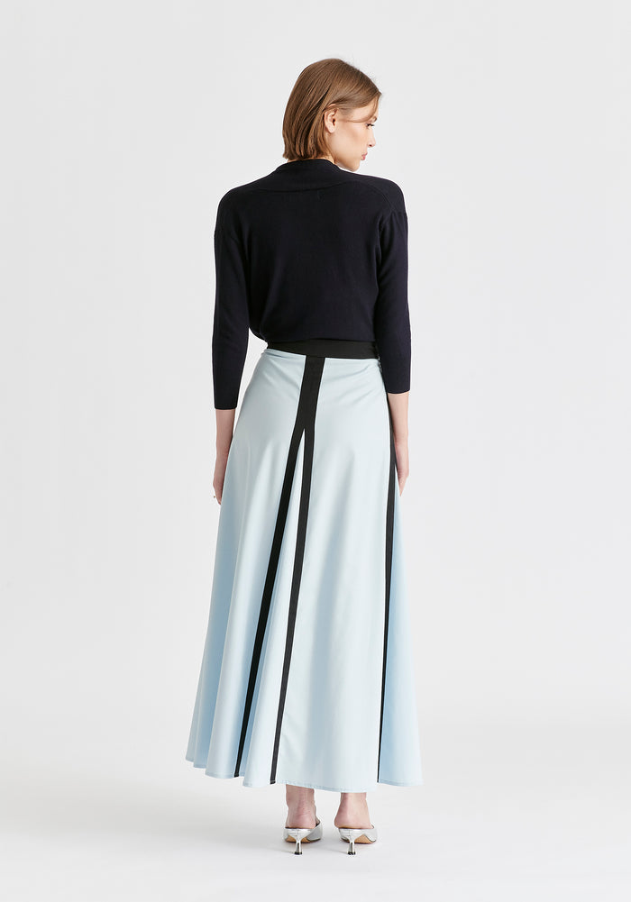 Cropped Sleeve Knit Wrap Top In Navy Back