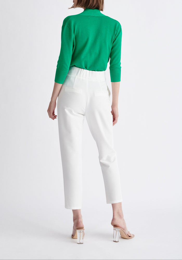 Paisie Cropped Sleeve Knitted Wrap Top in Green Back