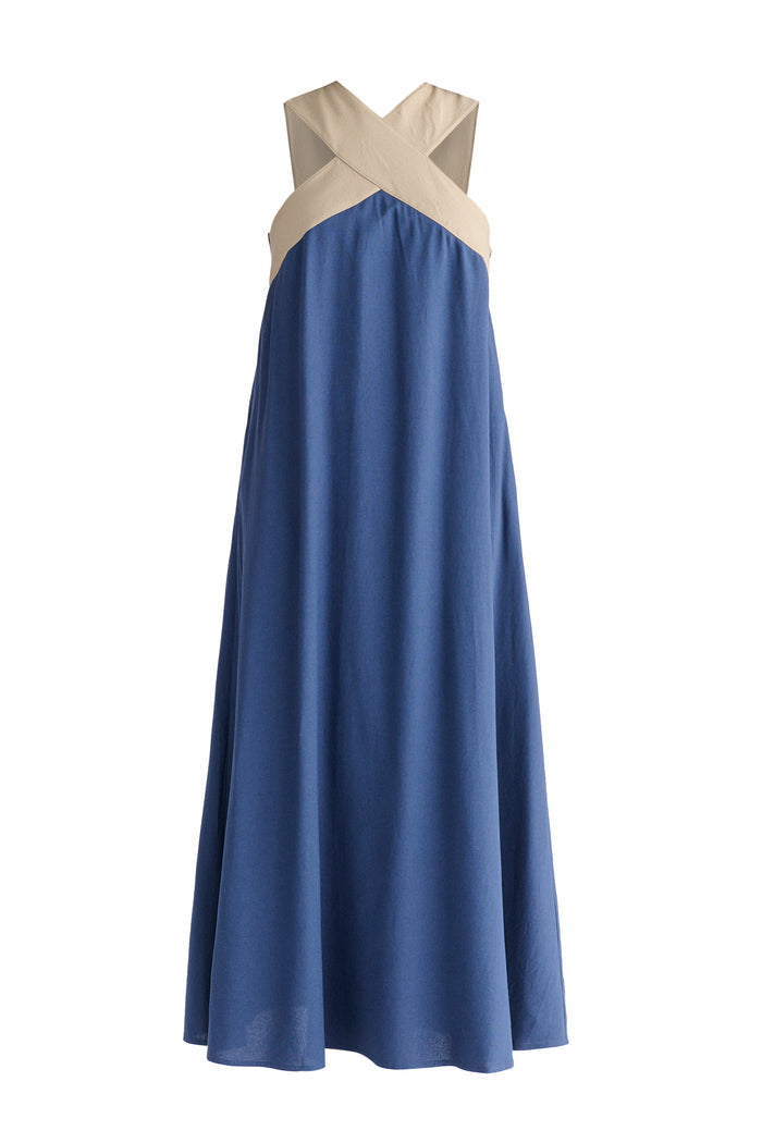 Cross Strap Halterneck Maxi Dress