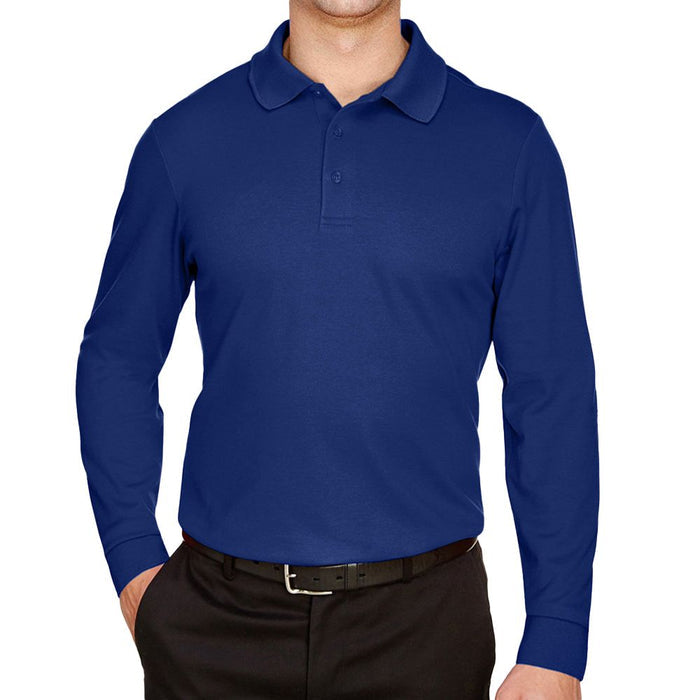 CrownLux Performance Men's Tall Plaited Long Sleeve Polo