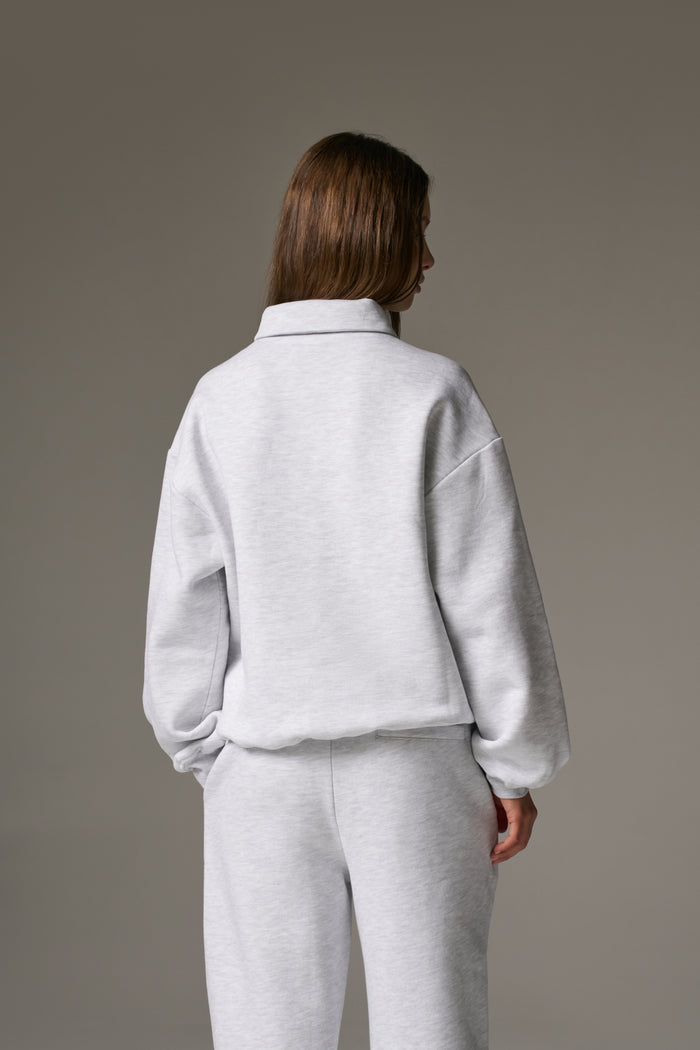 CTRE BUTTON THROUGH POLO - GREY MARL