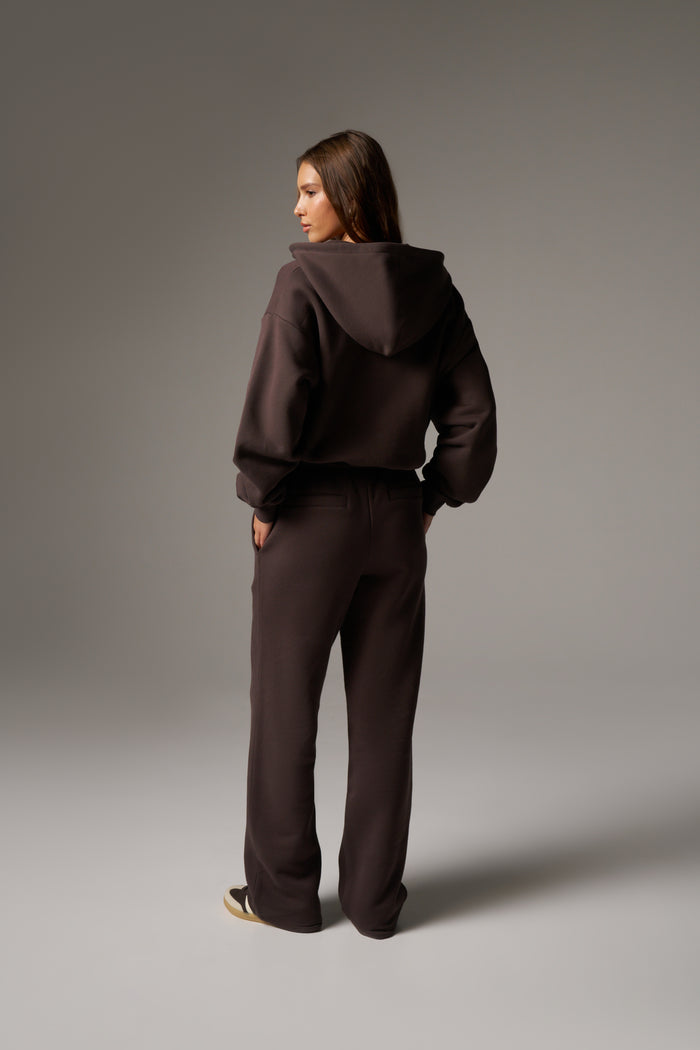CTRE ZIP THROUGH RELAXED HOODIE - BROWN