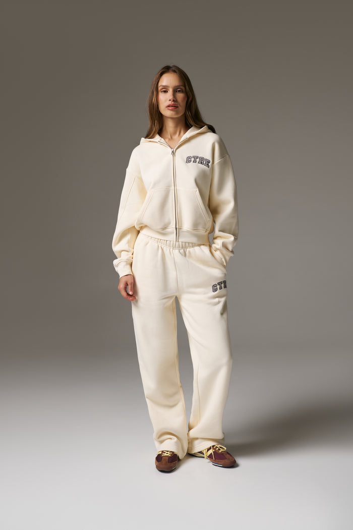 CTRE ZIP THROUGH RELAXED HOODIE - BUTTERMILK
