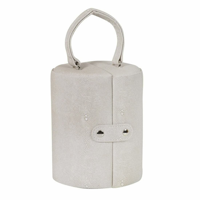 Cylinder Barrel Shaped Jewellery Box With Three Tiers White