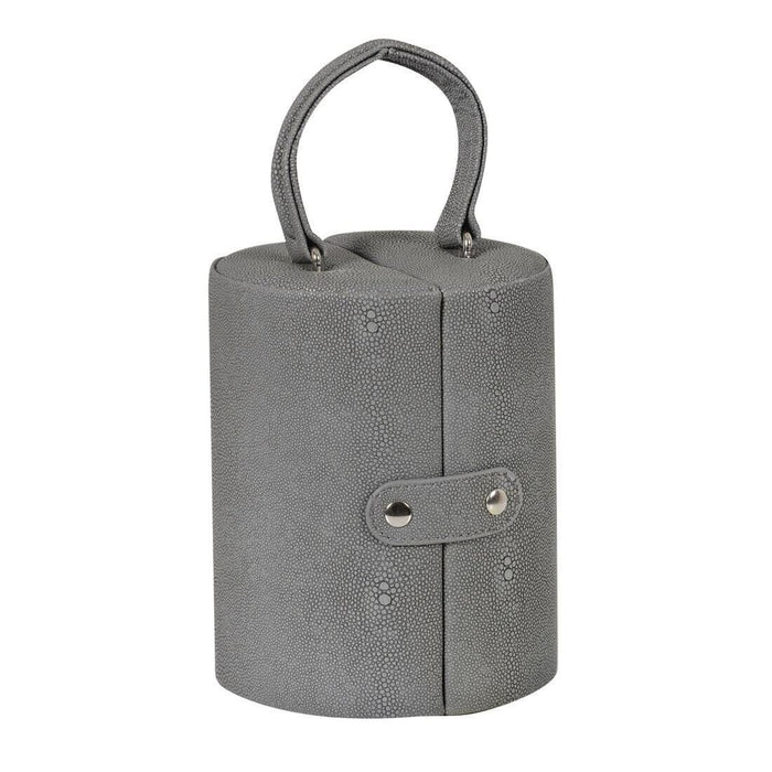 Cylinder Barrel Shaped Jewellery Box With Three Tiers Grey