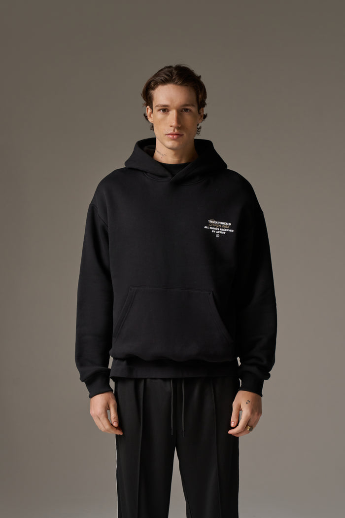 DESIGN DEPARTMENT CHEST PRINT HOODIE - BLACK