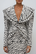 Dileep Zebra Print Plunge Jacket