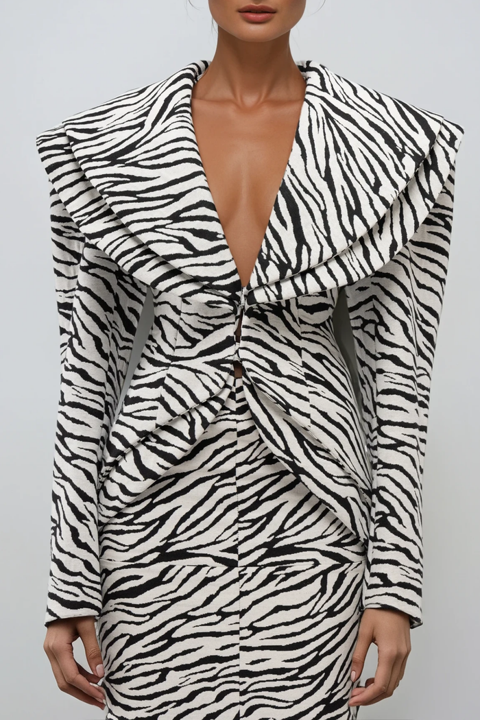 Dileep Zebra Print Plunge Jacket