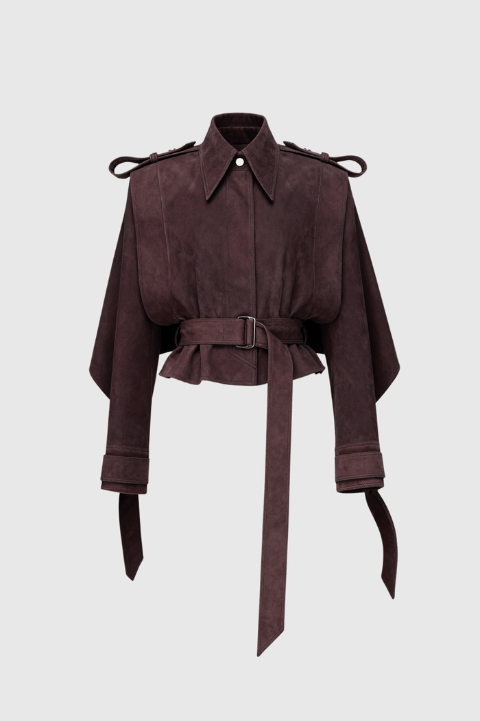 Dillon Lapel Belt Suede Jacket