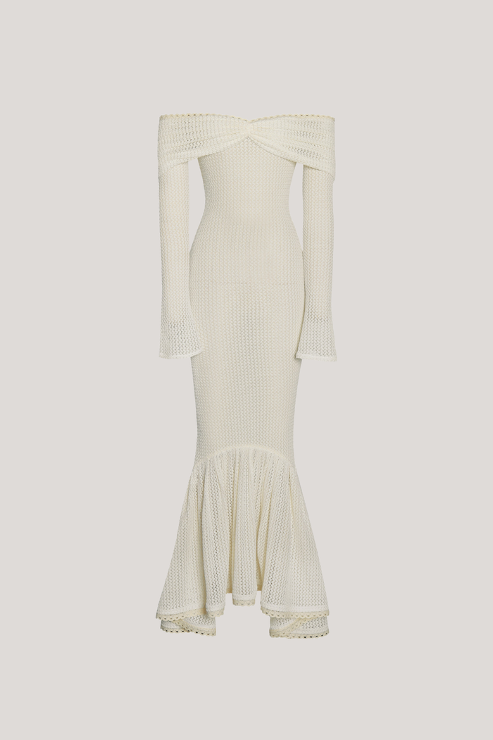 Dilwen Off Shoulder Bodycon Knit Midi Dress