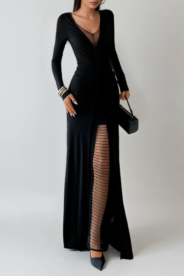 Dilwyn Deconstruct Mesh Split Maxi Dress