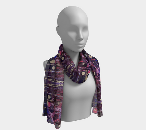 "Donum Familium" Long Scarf (Purple, Pink, Silver)