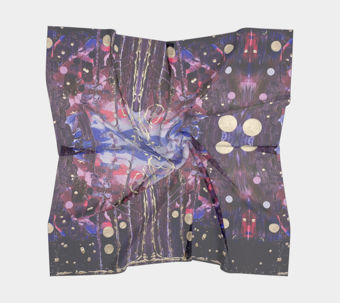"Donum Familium" Square Scarf (Purple, Pink, Silver)