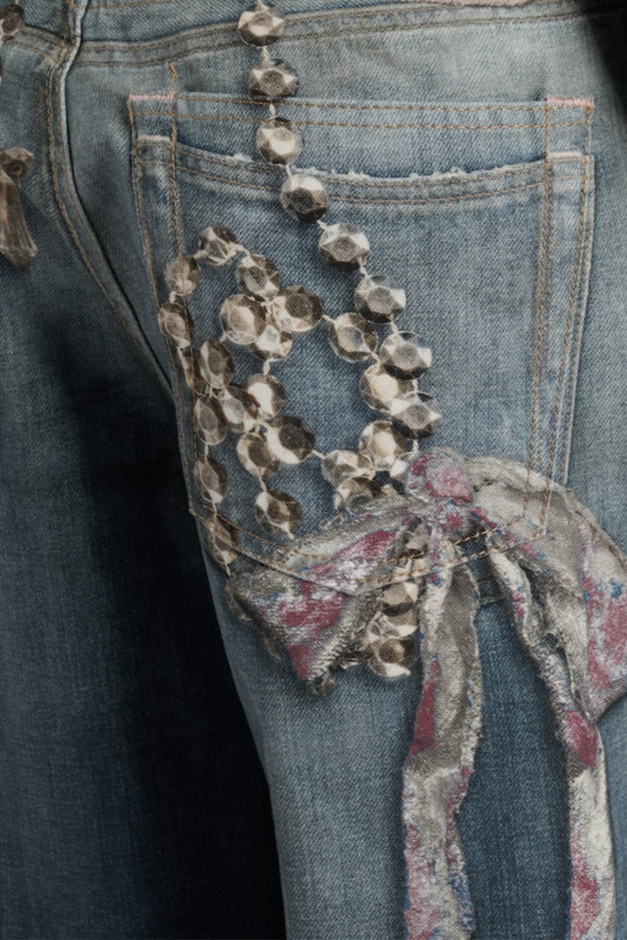 Dorrit Print Bleached Jeans In Light Blue