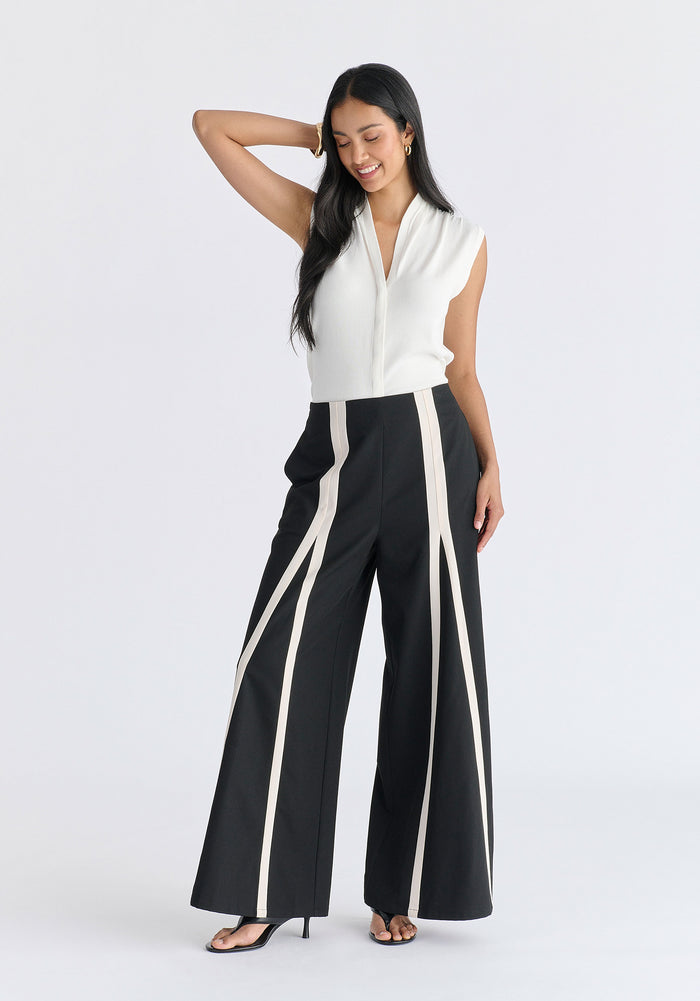 Draped Collar Knit Waistcoat in White Front