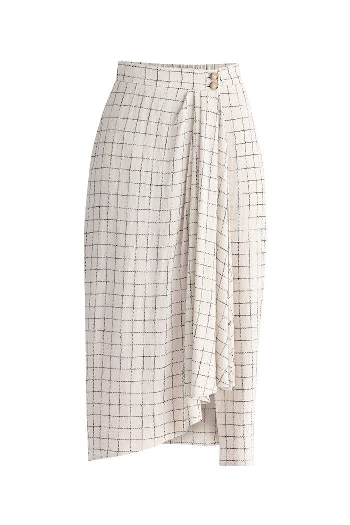 Draped Wrap Midi Skirt
