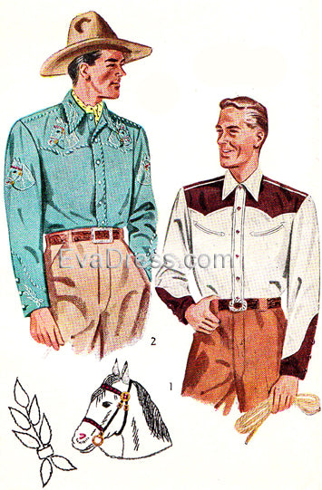E-PATTERN 1949 Men's Western Shirts E3054