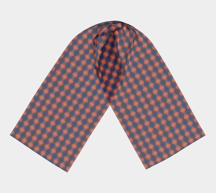 "Edge of Dawn" Long Scarf #3 (Blue, Red, Orange)