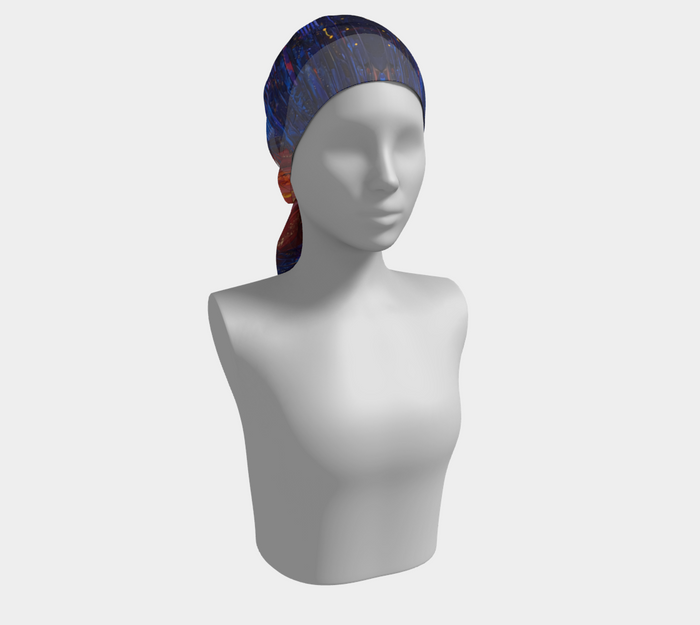 "Edge of Dawn" Long Scarf (Blue, Red, Orange)