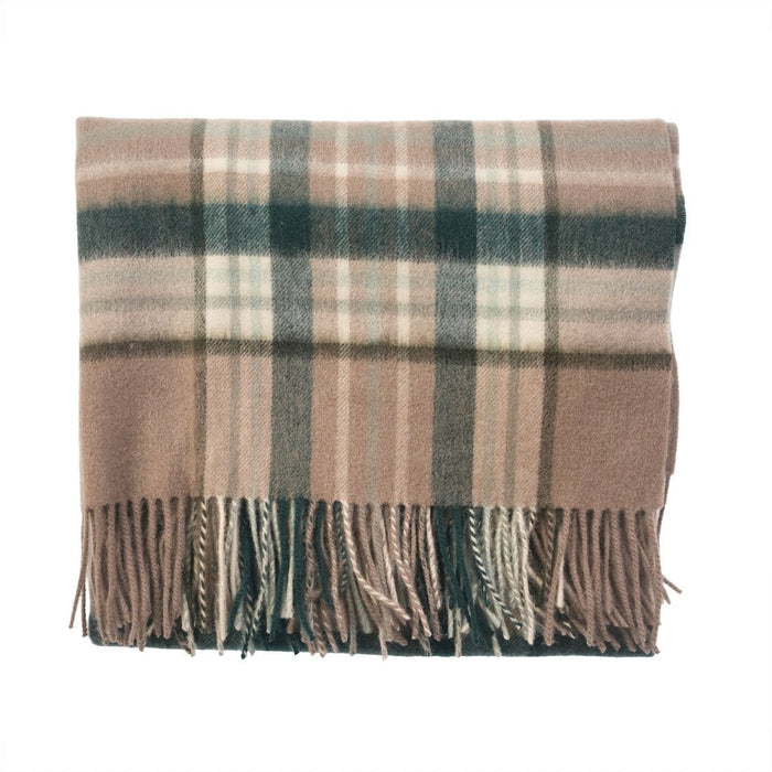 Edinburgh Lambswool Tartan Stole - Soft Luxury Check Wrap with Fringe - Royal Stewart Vintage Pink - Heritage Of Scotland -